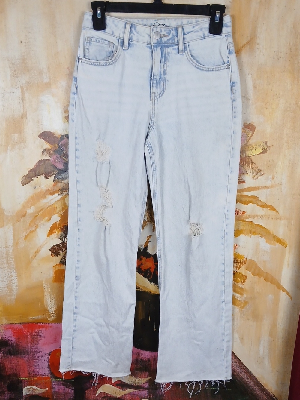 Art Class Girls Distressed Light Wash Straight Jeans Size 12
